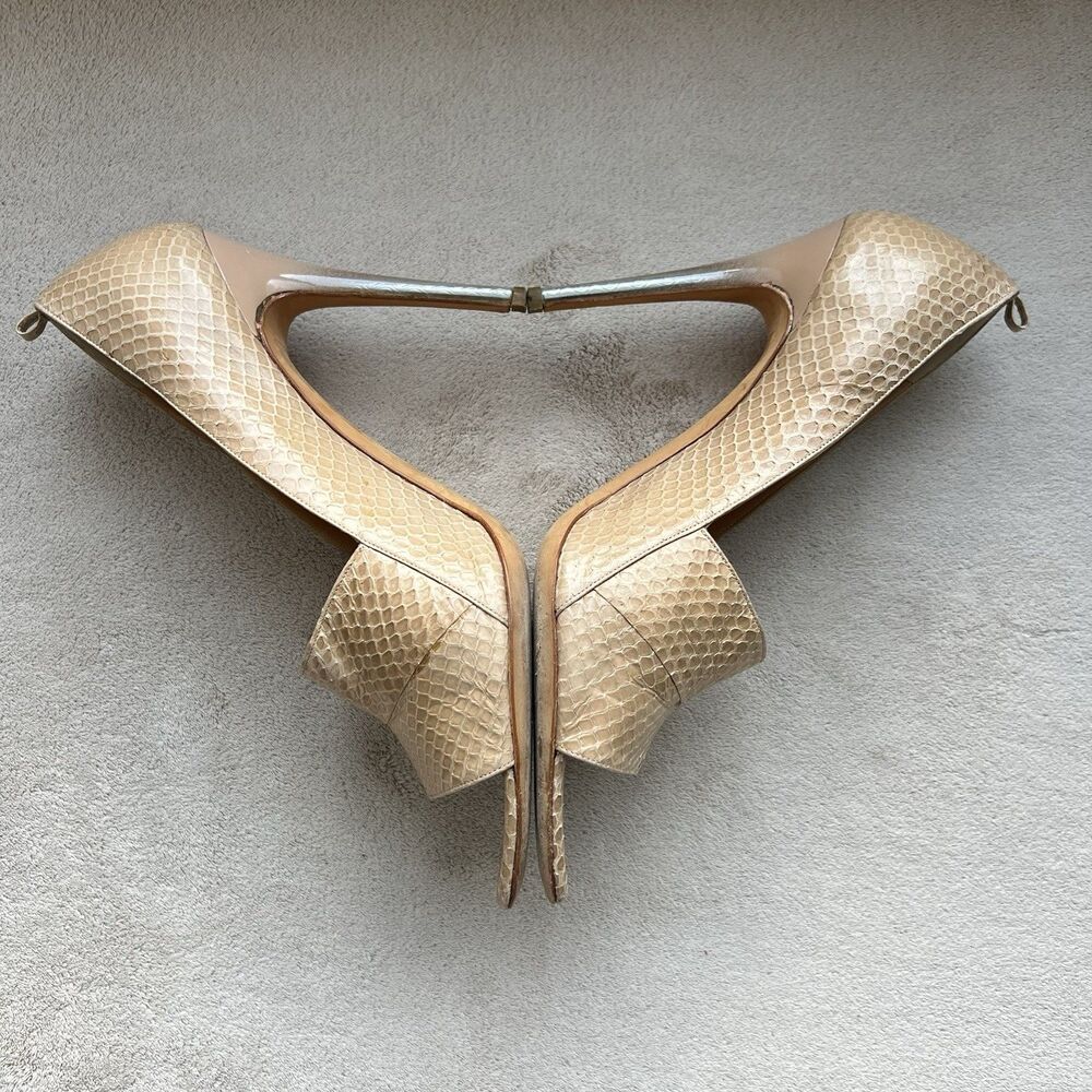 Devi Kroell Neutral Tan Python Stiletto Silver He… - image 6